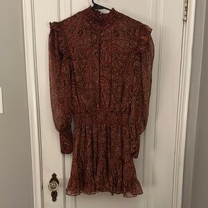 MISA Los Angeles Gianna Dress in Bohemian Paisley - Paisley Long Sleeve Dress